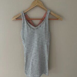 Lululemon Peach and Gray Striped Crossback Tank Top Size S